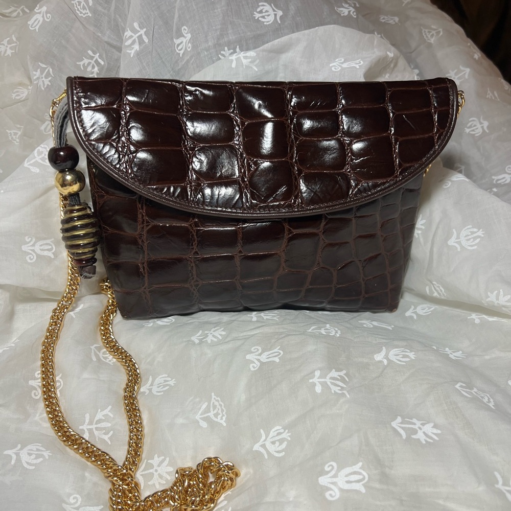 Vintage Mangiameli  Brown Croc Leather Shoulder/ Crossbody made in Italy